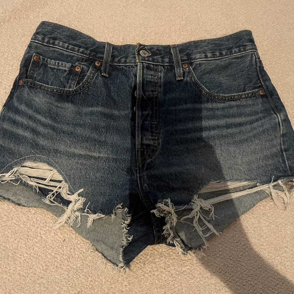 Levi's Blue Distressed Jean Shorts